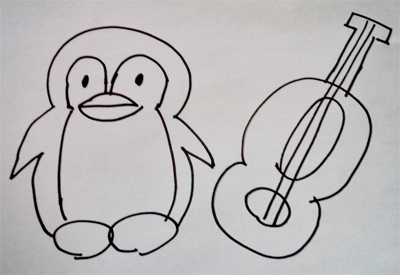 ペンギンとギター